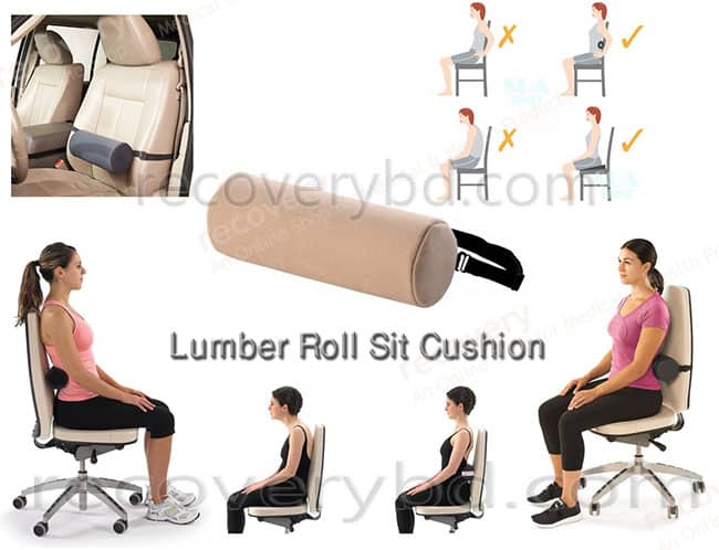 Picture of Spine Lumber Roll Cushion for Lower Back Pain, Car Seat & Office Chair ASH
