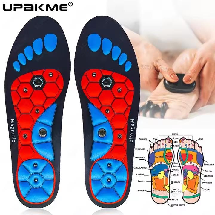 Picture of Magnetic Insoles for Slimming, Magnetic Shoe Inserts Breathable Acupuncture Point Massage Insoles for Men Women Arch Support Inserts Foot Massage Acupressure Shoe Insole for Relieve Fatigue Foot Pain Multicolor