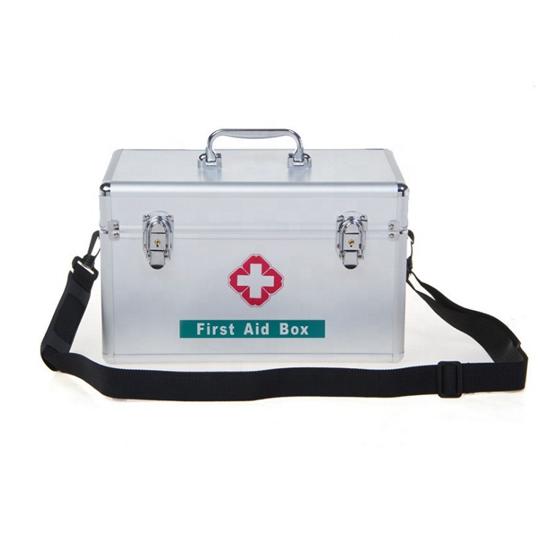 Picture of Portable Metal Empty Aluminum First Aid Box Case for Clinic Hospital 
