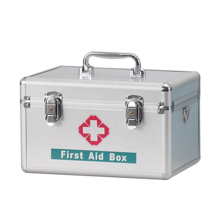 Picture of Portable Metal Empty Aluminum First Aid Box Case for Clinic Hospital 