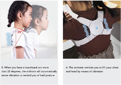 Picture of Posture Corrector, Smart Sensing Vibration Warning Rechargeable Ergonomic Comfortable Adjustable Back Back Support for Women and Men Light Ash