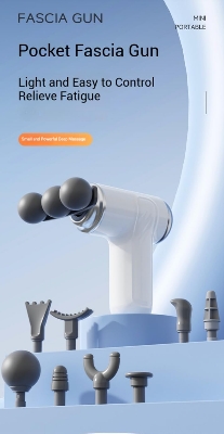Picture of Triple head Massage Gun Pro+ Mini, Portable Massage Gun, 3-Head Percussion, 6-Speed Settings, Deep Tissue Muscle Relief, 2300-3200RPM, with 9 Attachments, 1200mAh Battery White