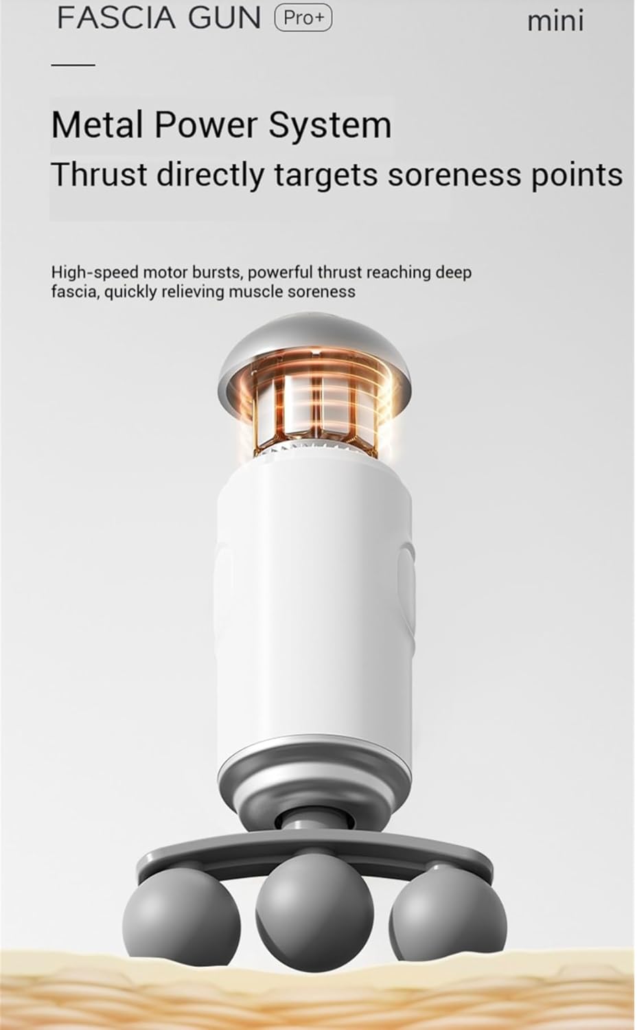 Picture of Triple head Massage Gun Pro+ Mini, Portable Massage Gun, 3-Head Percussion, 6-Speed Settings, Deep Tissue Muscle Relief, 2300-3200RPM, with 9 Attachments, 1200mAh Battery White