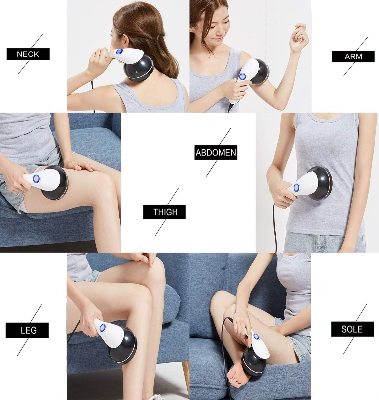 Picture of Handheld Massager for Back, Body Massage Tool, Massage Machine Whole Body Hand Held Back-Massager Electric Foot Massager, Massager for Women Men with 4 Massage Wand Attachment Black-White