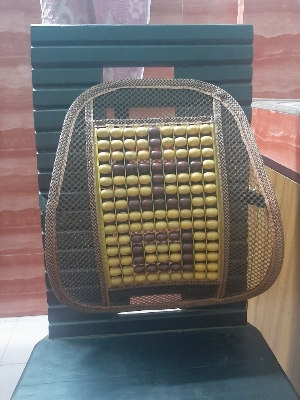 Picture of Mesh Ventilation Wooden Back Rest with Elastic and Belt Support For Car Seat, Office Chairs, home Brown