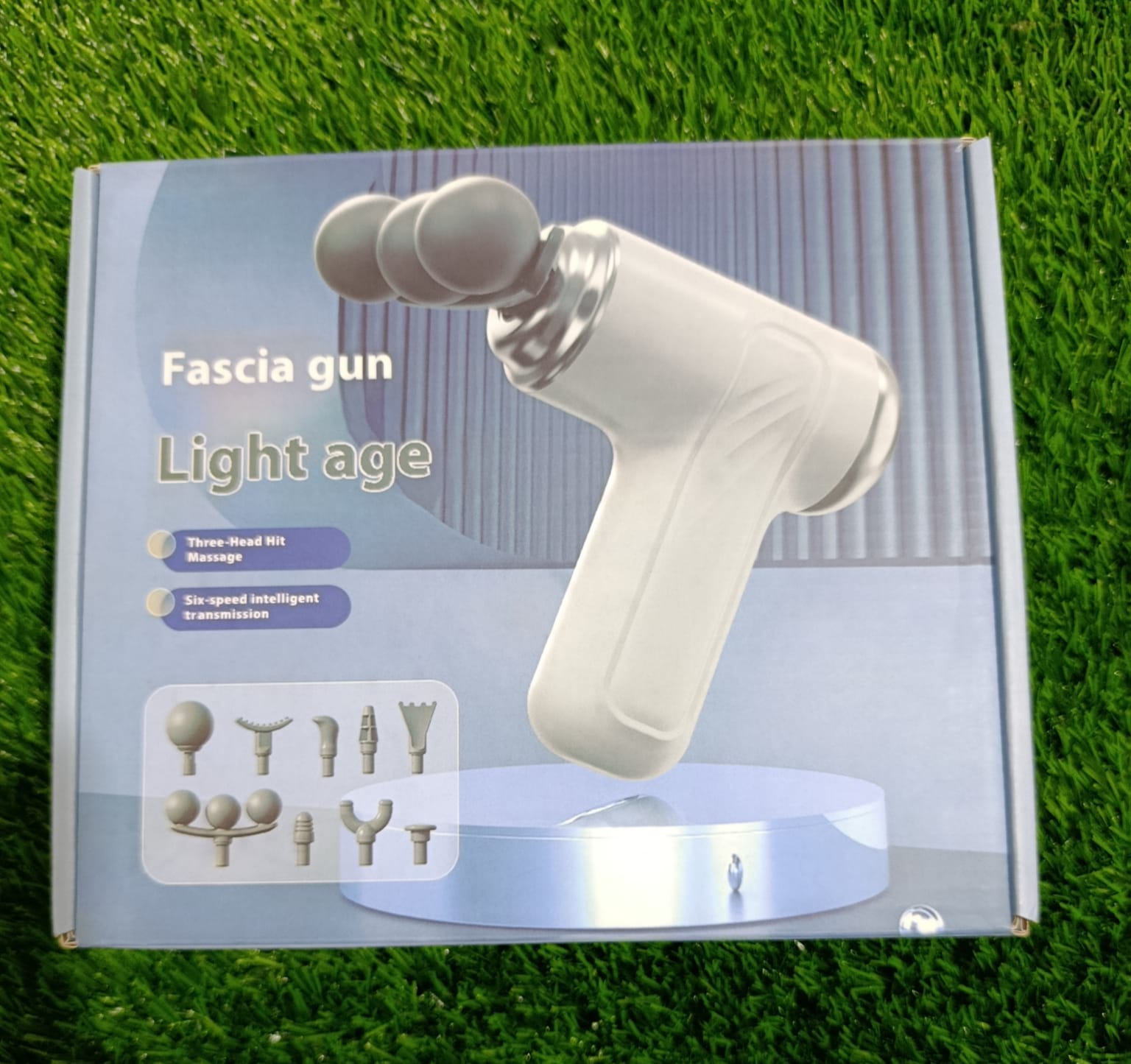 Picture of 3-Head Fascia Gun 9-Head Interchangeable Body Massager Deep Hitting Muscle Relaxation Shoulder, Waist and Back Massager Multicolor