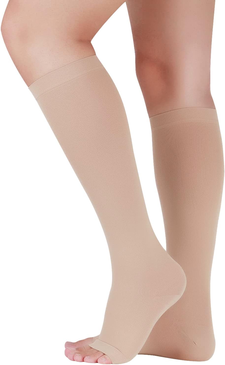 Picture of 20-30 mmHg Medical Compression Socks for Women and Men Knee High Stockings Varicose Vein Swollen legs Beige