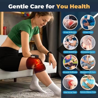 Picture of Cordless Knee Massager, Heated Knee Brace Wrap with Touch Screen Control, Adjustable Knee Shoulder Elbow Heating Pad, Heating Pad for Knee Elbow Shoulder Relax with Heat Black