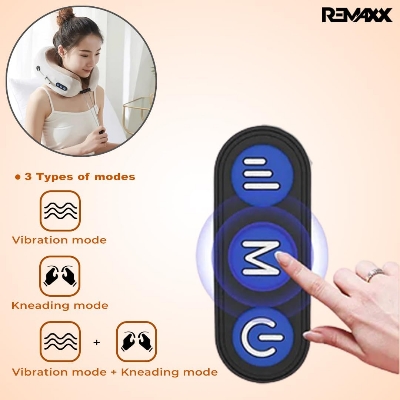 Picture of Travel Neck Pillow Electric Massager Memory Foam Pillow for Cervical Pain Relief with 3 Massage Mode/Rechargeable,Wireless Neck Pillow for Air Travel,Car,Home and etc Multicolor