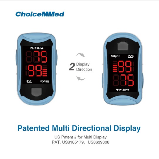 Picture of CHOICEMMED MD300C19 Finger Pulse Oximeter Oxygen Saturation Monitor - Pulse Ox Fingertip o2 Monitor FDA and CE Approved Sky blue