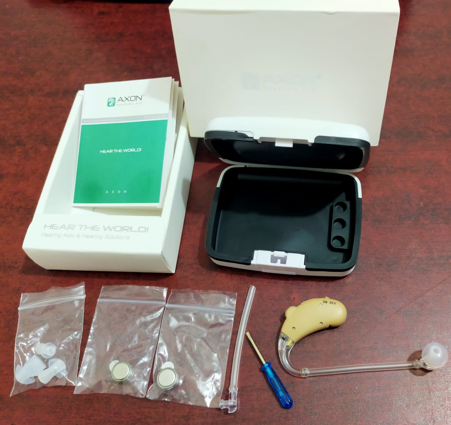 Picture of BEST QUALITY Old Age sound Enhancement Amplifier Profound Hearing loss Audio Service Audio Service Vota HP T Hearing Aid machine for ear behind the ear Hearing Aid Multicolor