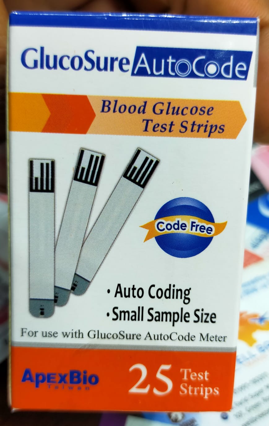 Picture of GlucoSure Auto code Glucose Test Strips _25 strips White