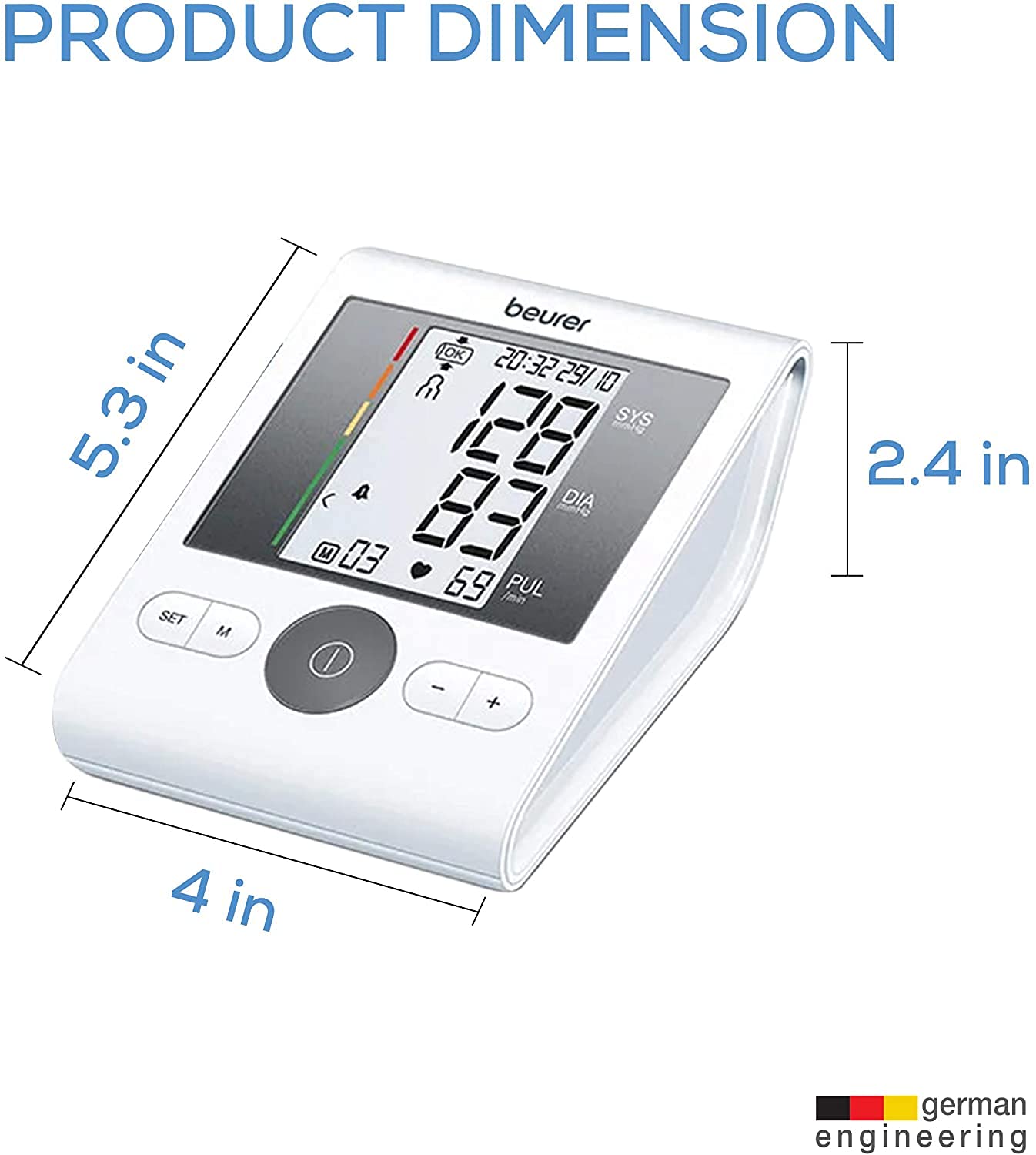 Picture of Beurer BM28 Arm Blood Pressure Monitor With Adaptor Comes With Advance Features, Adjustable Cuff,Risk Indicator,Large LCD Display(White)