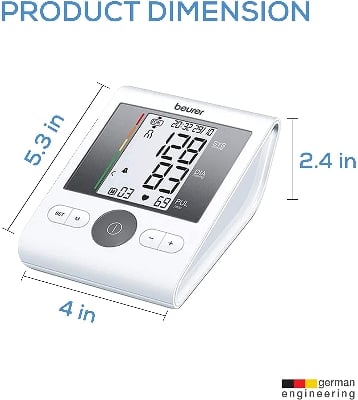 Picture of Beurer BM28 Arm Blood Pressure Monitor With Adaptor Comes With Advance Features, Adjustable Cuff,Risk Indicator,Large LCD Display(White)