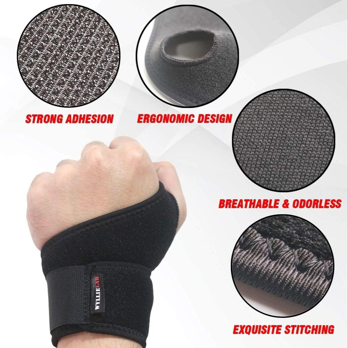 Picture of Taiba Thumb And Wrist Support Wrap For Men And Women Brace Stabilizer Gym Workout Sports Hand Injury Warm Bands, Relieve Pain Black