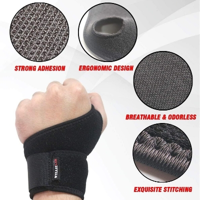Picture of Taiba Thumb And Wrist Support Wrap For Men And Women Brace Stabilizer Gym Workout Sports Hand Injury Warm Bands, Relieve Pain Black