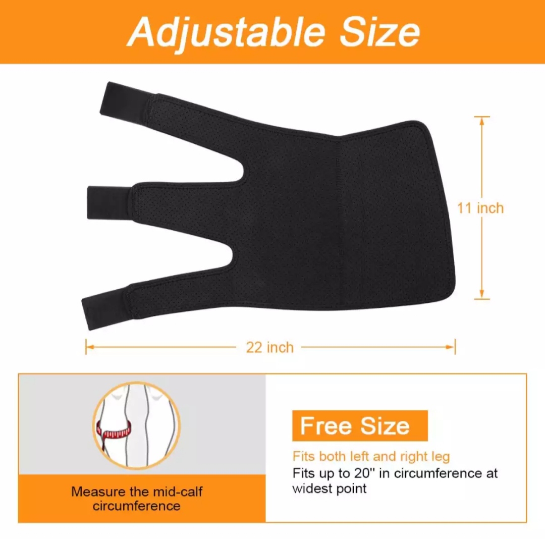Picture of Calf Brace Adjustable Shin Splint Support Sleeve Leg Compression Wrap for Pulled Calf Muscle Pain Strain Injury, Swelling, Fits Men and Women Black