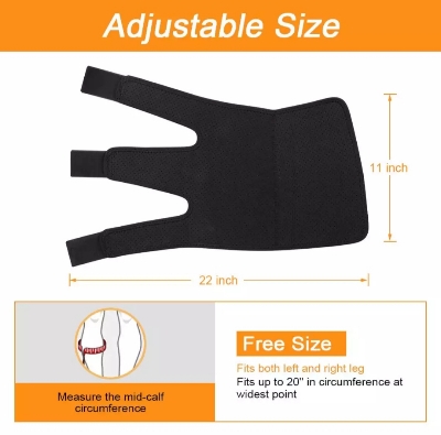 Picture of Calf Brace Adjustable Shin Splint Support Sleeve Leg Compression Wrap for Pulled Calf Muscle Pain Strain Injury, Swelling, Fits Men and Women Black