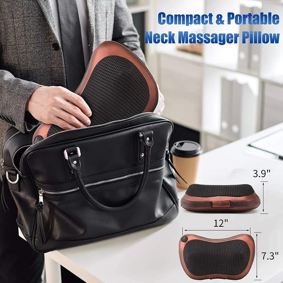 Picture of Massage Pillow Shiatsu Neck & Back Massager With Heat Neck And Shoulder Massager With 3D Deep Tissue Kneading Massager Brown