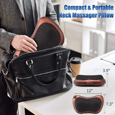 Picture of Massage Pillow Shiatsu Neck & Back Massager With Heat Neck And Shoulder Massager With 3D Deep Tissue Kneading Massager Brown