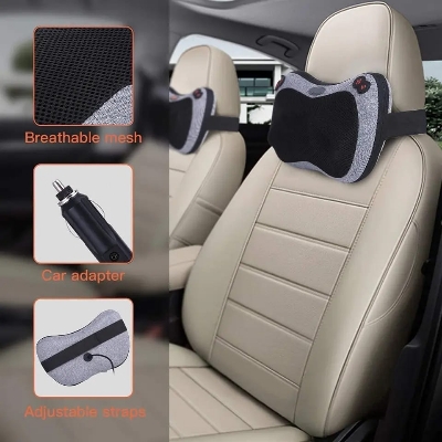 Picture of Massage Pillow Shiatsu Neck & Back Massager With Heat Neck And Shoulder Massager With 3D Deep Tissue Kneading Massager Brown