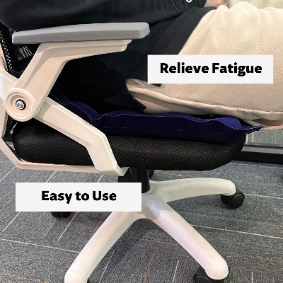 Picture of Pressure Relief Cushion for Prevention Sores, Inflatable Seat Air Cushions for Bottoms Flocking 16 Holes, Square Cushion Anti Bedsore with Bonus Air Pump for Wheelchair Office Chair Car Navy Blue