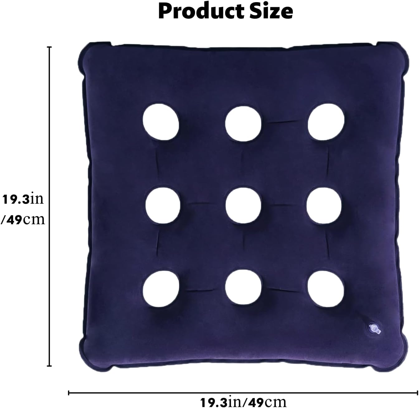 Picture of Pressure Relief Cushion for Prevention Sores, Inflatable Seat Air Cushions for Bottoms Flocking 16 Holes, Square Cushion Anti Bedsore with Bonus Air Pump for Wheelchair Office Chair Car Navy Blue
