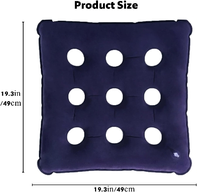Picture of Pressure Relief Cushion for Prevention Sores, Inflatable Seat Air Cushions for Bottoms Flocking 16 Holes, Square Cushion Anti Bedsore with Bonus Air Pump for Wheelchair Office Chair Car Navy Blue