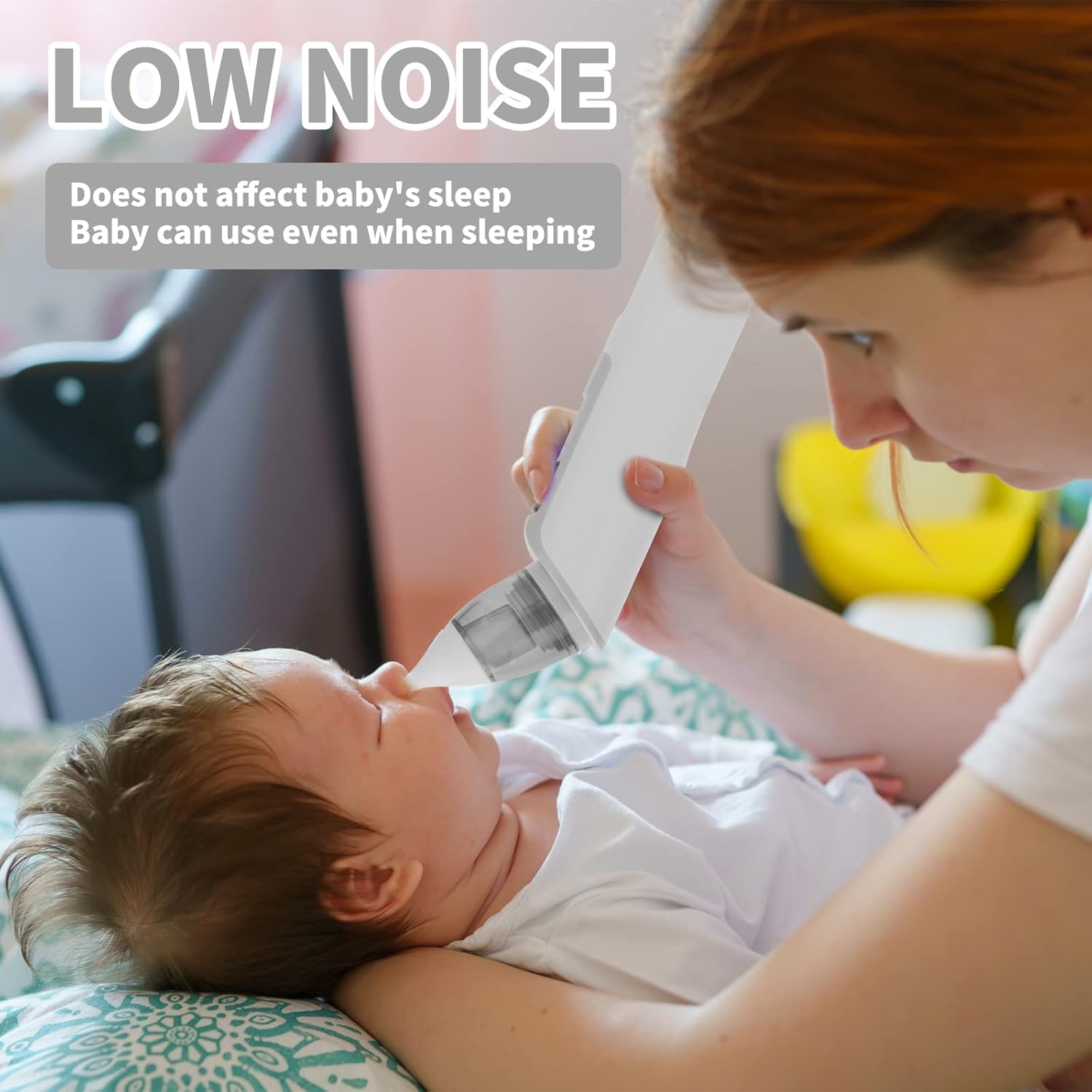 Picture of Baby Nasal Aspirator, Rechargeable Nasal Absorber, Electric Baby Nasal Cleaner, 1 Clip with 2 Size Nozzles, 1 Clip for Newborns and Toddlers, Adjustable 6 Levels 