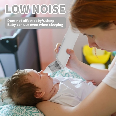 Picture of Baby Nasal Aspirator, Rechargeable Nasal Absorber, Electric Baby Nasal Cleaner, 1 Clip with 2 Size Nozzles, 1 Clip for Newborns and Toddlers, Adjustable 6 Levels 