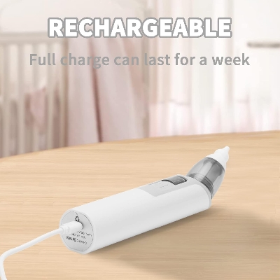 Picture of Baby Nasal Aspirator, Rechargeable Nasal Absorber, Electric Baby Nasal Cleaner, 1 Clip with 2 Size Nozzles, 1 Clip for Newborns and Toddlers, Adjustable 6 Levels 