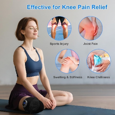 Picture of Cordless Heated Knee Massager with Vibration, FSA HSA Eligible, Rechargeable Heated Knee Brace Wrap for Knee Pain Relief with 3 Heating Levels & 2 Vibration,3 in 1 Heated Knee Pad for Shoulder Elbow Grey