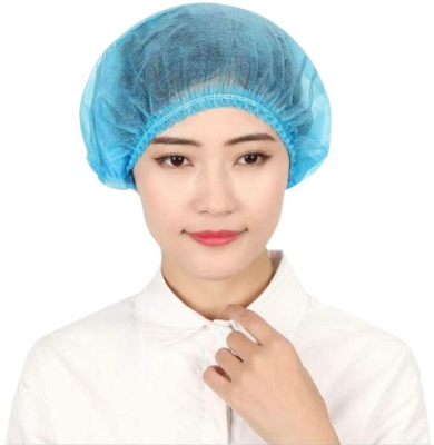 Picture of 100 Pcs Pack Disposable Surgical Head Cap, Mob Caps,Hair Net Cap,elastic Free Size,for Cosmetics, Beauty, Kitchen, Cooking, Home Industries, Hospital (Blue)