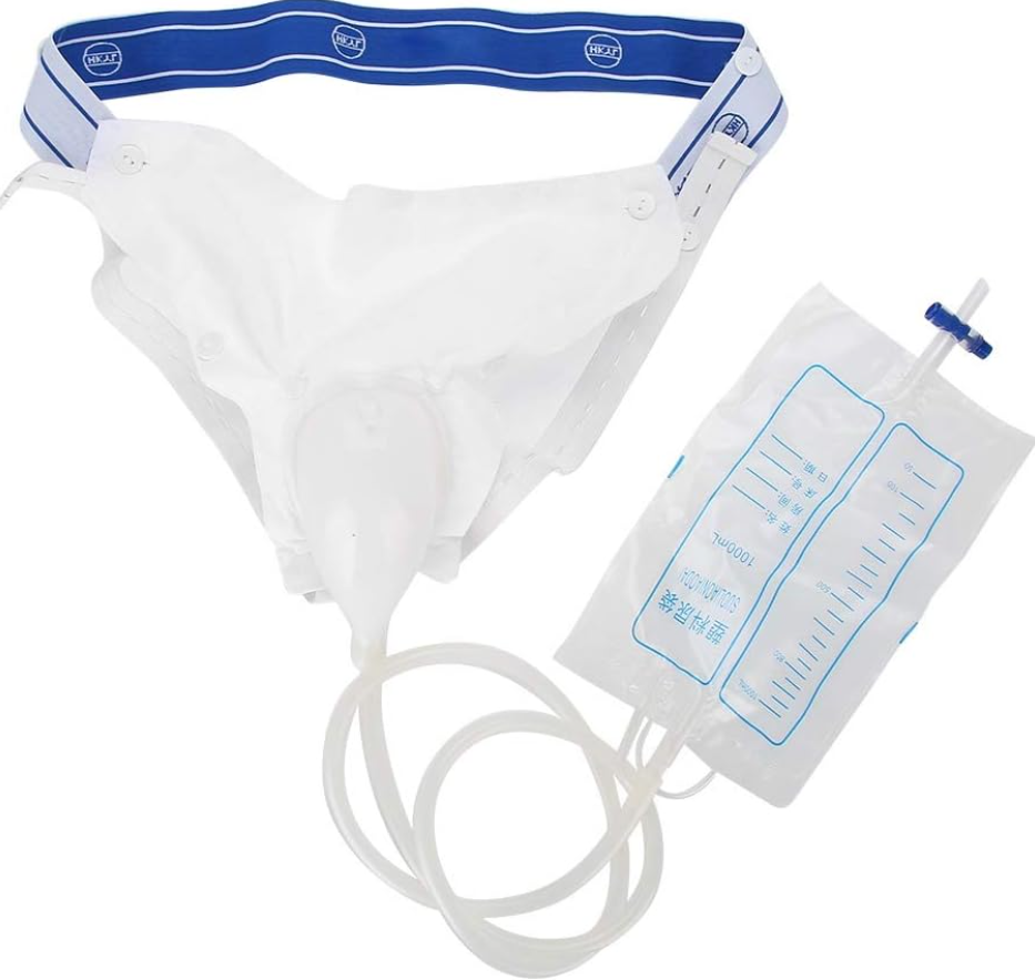 Picture of Urinal for Men, Urine Collect Bag, Reusable Silicone Urine Collector Portable Wearable Male Urinary Drainage Bag System for Adults 