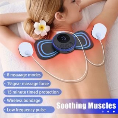 Picture of Neck Rechargeable Massager Electric Neck Massage EMS Cervical Vertebra Massage Patch for Muscle Pain Relief,Support Black