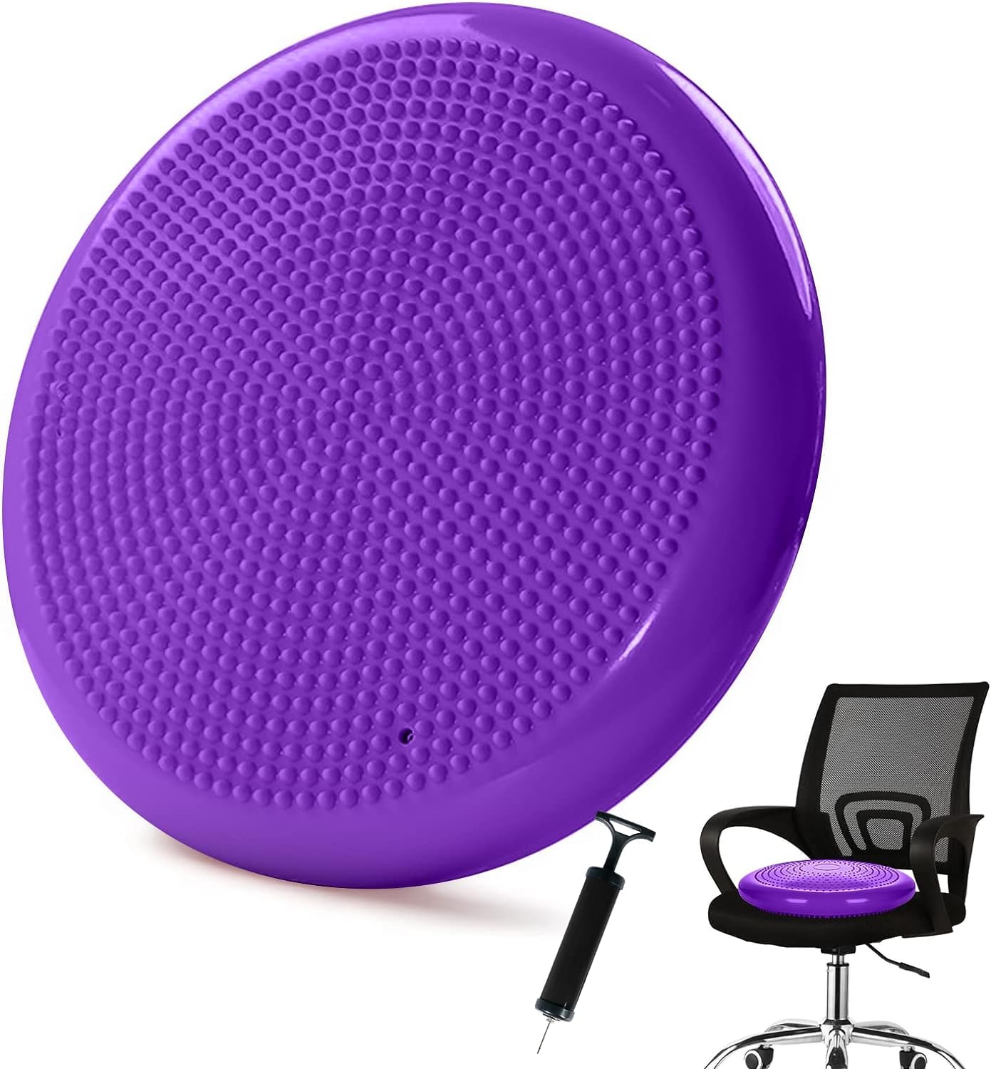 Picture of Balance Stability Disc CushionYoga Pad with Pump, Extra Thick Core Balance Disc, Sensory Cushion for Elementary School Chair Multicolor