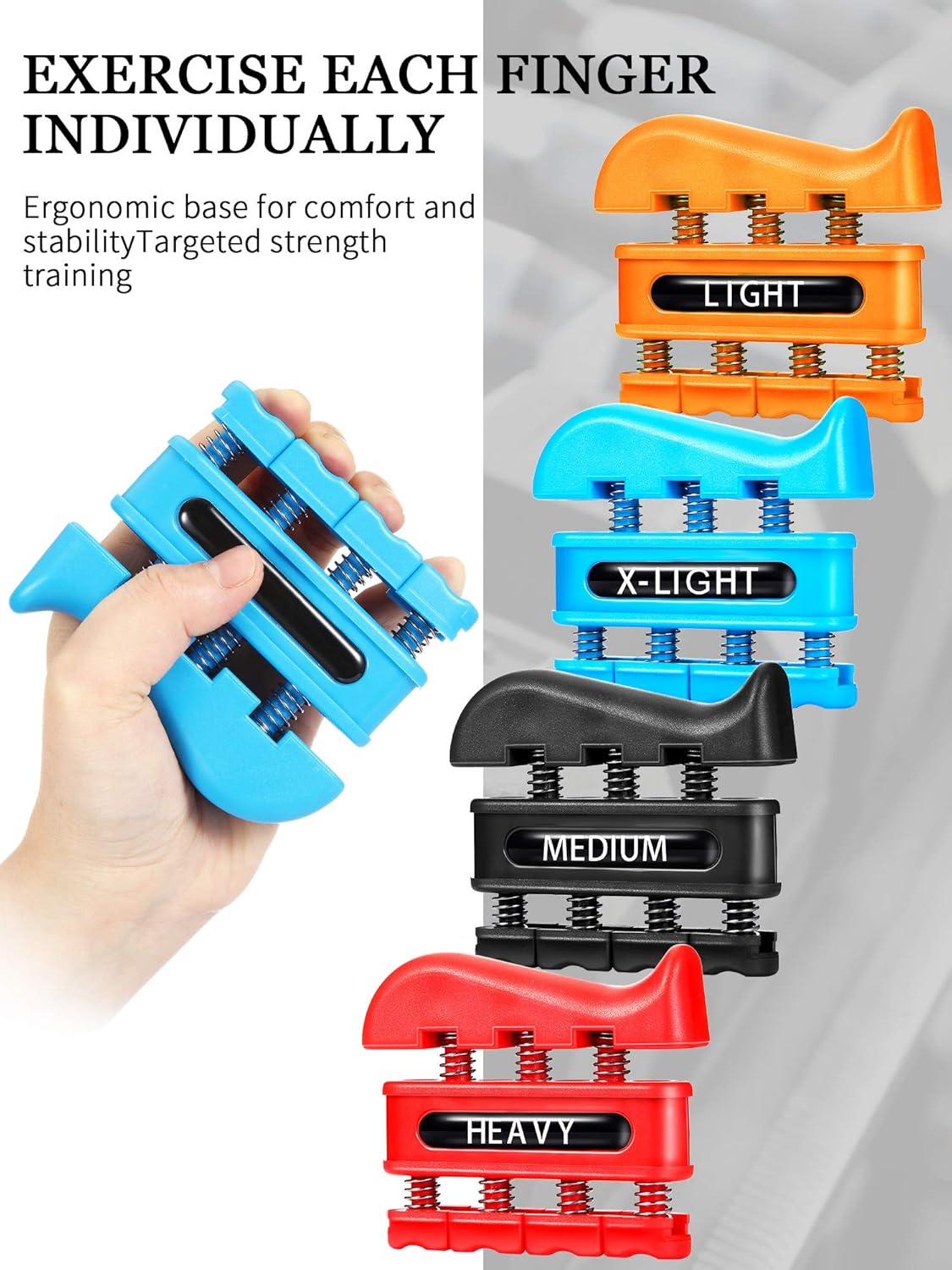 Picture of Finger Strengthener - Finger Exerciser for Forearm and Hand Strengthener - Hand Grip Workout Equipment for Musician, Rock Climbing and Therapy Multicolor