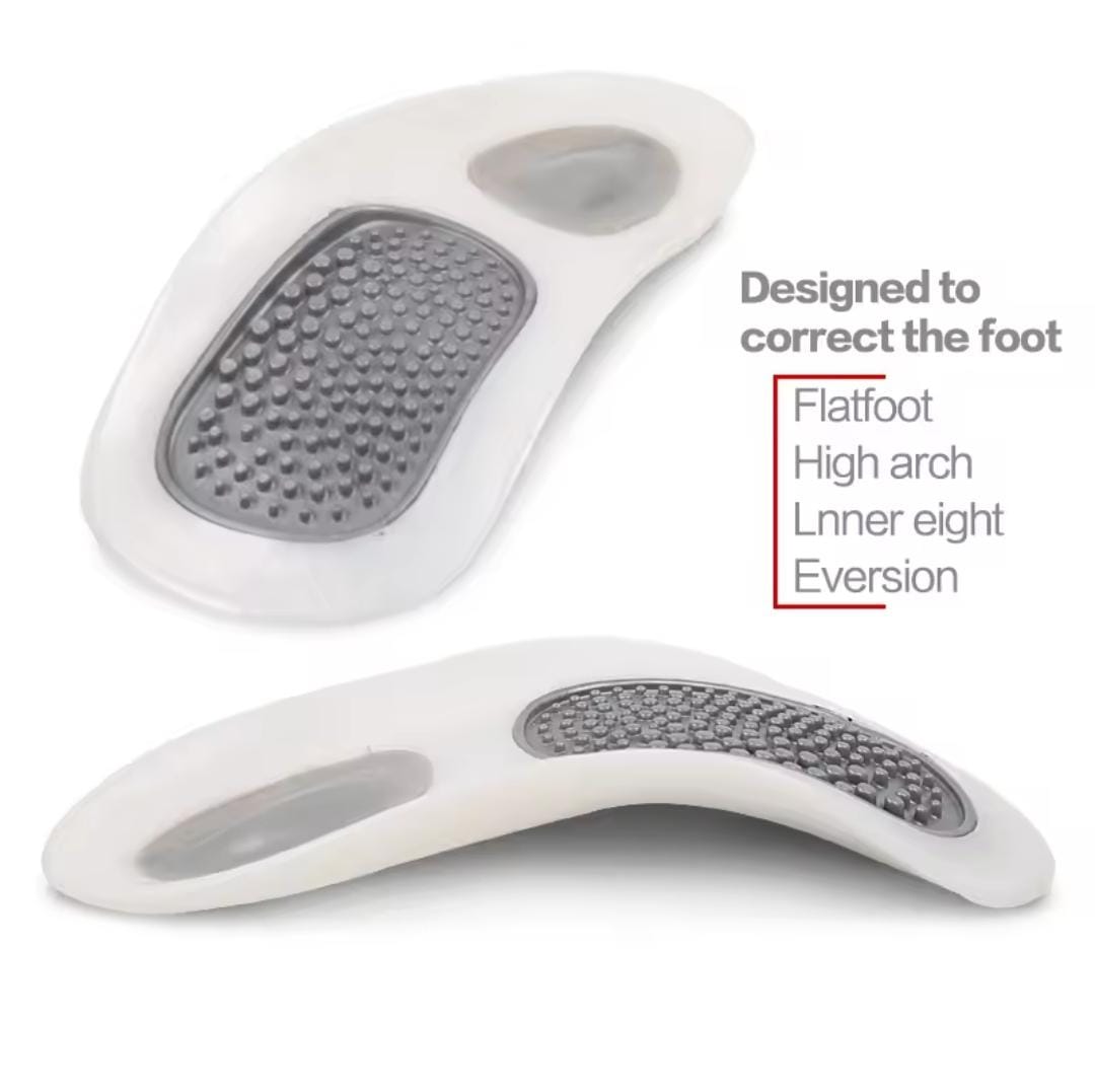 Picture of 1 Set Flatfoot Massage Orthotics Insoles Cubitus Varus Orthopedic Feet Care Flatfoot Correction Arch Support Orthopedic Cushions Grey