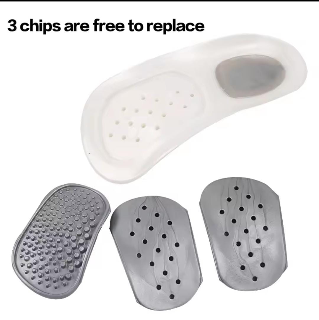 Picture of 1 Set Flatfoot Massage Orthotics Insoles Cubitus Varus Orthopedic Feet Care Flatfoot Correction Arch Support Orthopedic Cushions Grey