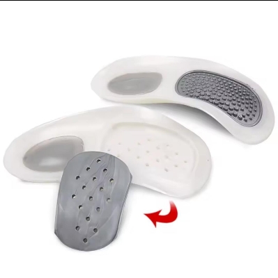 Picture of 1 Set Flatfoot Massage Orthotics Insoles Cubitus Varus Orthopedic Feet Care Flatfoot Correction Arch Support Orthopedic Cushions Grey