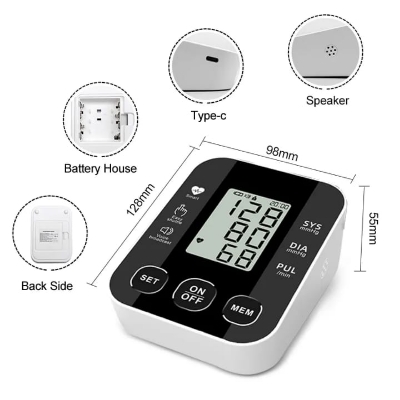 Picture of Digital Blood Pressure Machine Price Medical Sphygmomanometer Arm Pressure Device Bp Monitor Black
