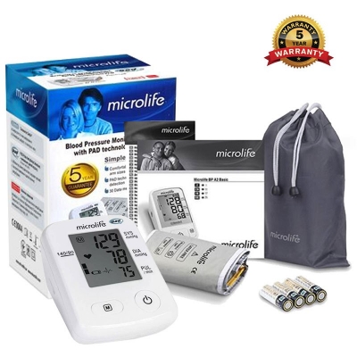 Picture of Auto Blood Pressure Machine - Microlife Digital Blood Pressure Monitor Set White