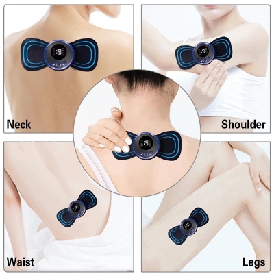 Picture of EMS Electric Pulse Neck Massager Cervical Massage Patch Back Sticker Muscle Stimulator Portable Relief Pain Relax Massageador Blue