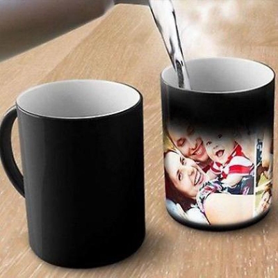 Picture of Customized Magic Mug With Photo- Logo- Or Text - Create Your Own Personalized Coffee Mug. Free Home Delivery Black