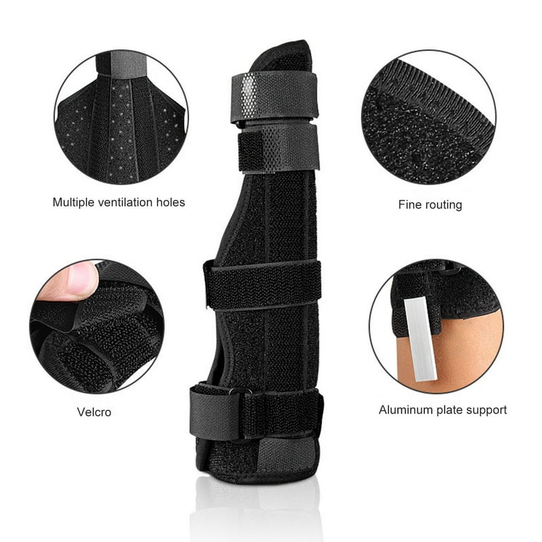Picture of Two Fingers Splint Durable Breathable Finger Pain Relief Adjustable Elastic Strap Finger Splint for Broken Fingers Black