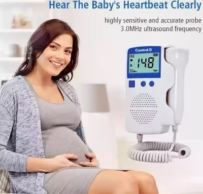 Picture of Medical Fetal Doppler Ultrasound Baby Heartbeat Vascular Pocket Prenatal Detector Home Pregnant Heart Rate Monitor Blue