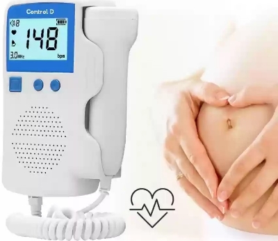 Picture of Medical Fetal Doppler Ultrasound Baby Heartbeat Vascular Pocket Prenatal Detector Home Pregnant Heart Rate Monitor Blue