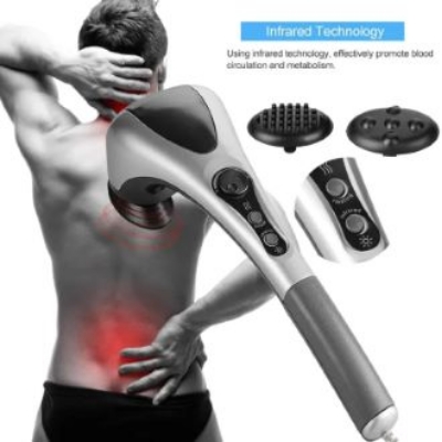 Picture of Electric Dual Head Heavy Hammer Massager, Handheld Neck and Back Massage,  for Deep Tissue Pain Relief, Restore Muscles in The Back, Shoulders, Legs, and Whole Body Silver-Black