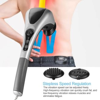 Picture of Electric Dual Head Heavy Hammer Massager, Handheld Neck and Back Massage,  for Deep Tissue Pain Relief, Restore Muscles in The Back, Shoulders, Legs, and Whole Body Silver-Black