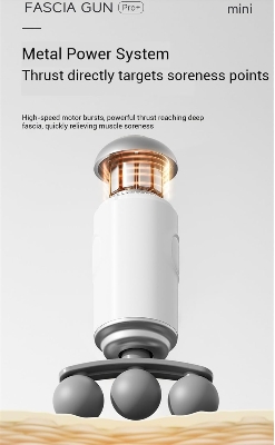 Picture of Portable Massage Gun, Triple head Massage Gun Pro+ Mini, 3-Head Percussion, 6-Speed Settings, Deep Tissue Muscle Relief, 2300-3200RPM, with 9 Attachments, 1200mAh Battery White
